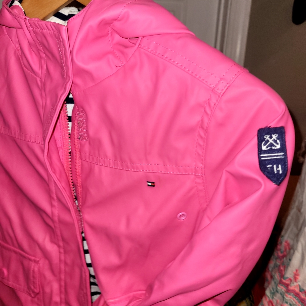 Girls, Tommy Hilfiger pink raincoat, X-Small